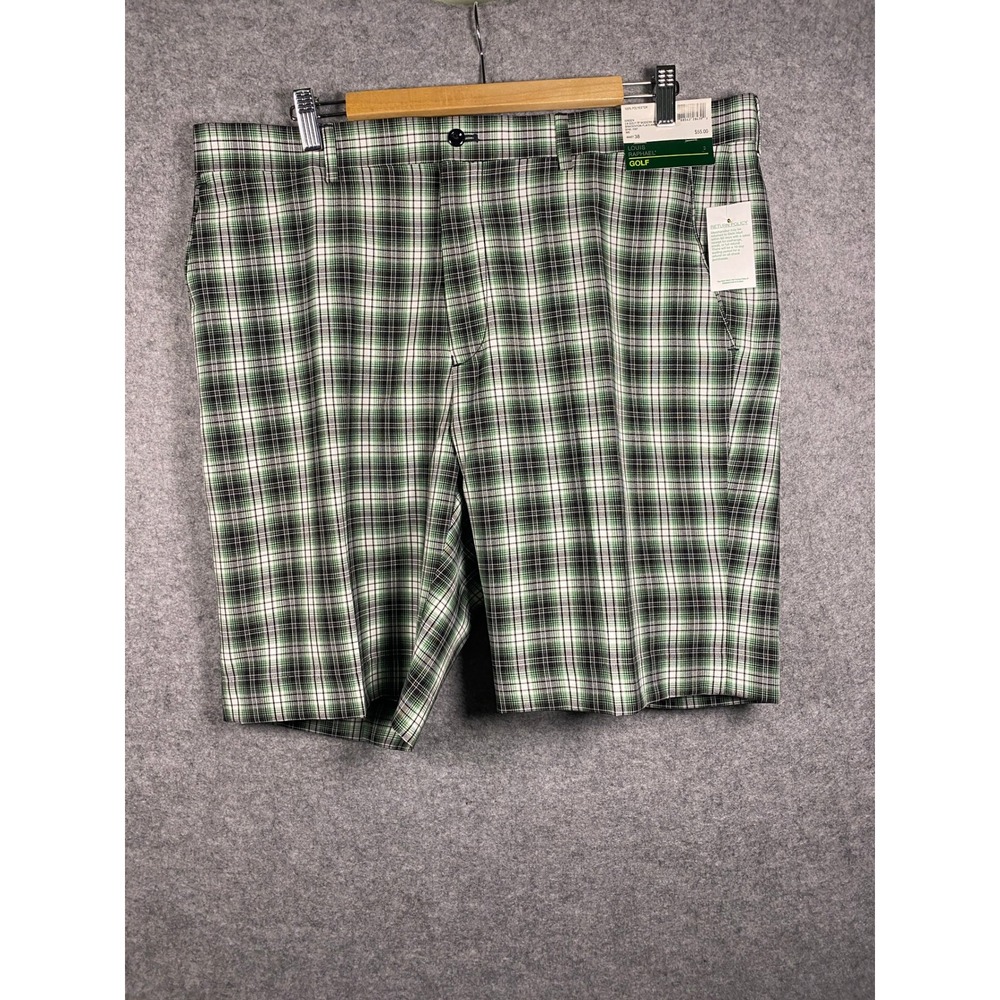 Louis Raphael Golf Mens 38 Green Black Bradenton Plaid Straight Fit Shorts NEW
